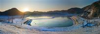 蓝天湖雪景