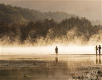 雾锁入仙镜，游人醉蓬莱