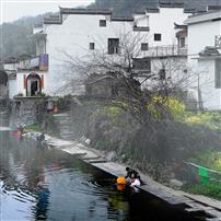 溪畔浣春，古村生欢