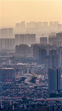 雾霾中的城市森林